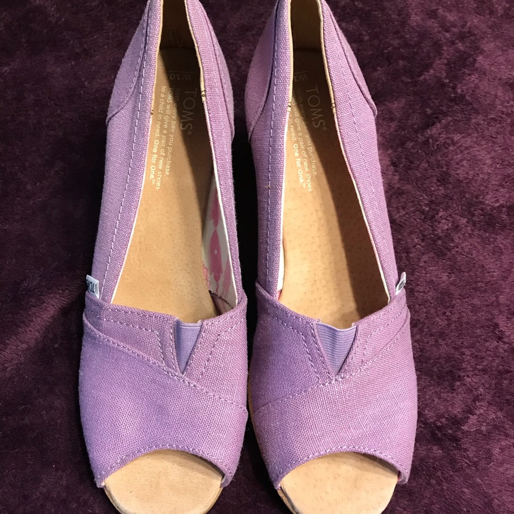 TOMS wedge heeled peep toe shoes.